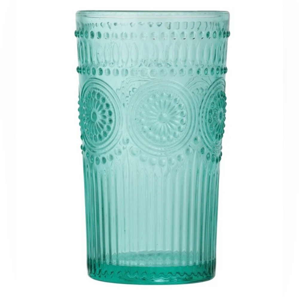 The Pioneer Woman Adeline 16-Ounce Teal Emboss Glass Tumblers, Set of 4 - Picture 4 of 6